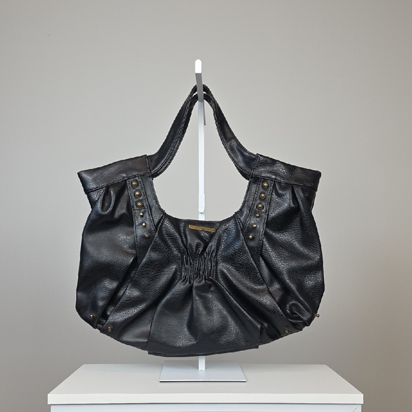 "MATT by Matt & Nat" Black Vegan Leather Shoulder Bag with Stud Detail - Picture 1 of 13